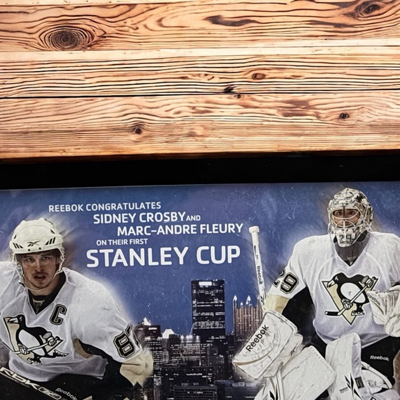 Pittsburgh Penguins 2009 Stanley Cup Reebok Framed Poster Fleury/Crosby NHL - Picture 2 of 4
